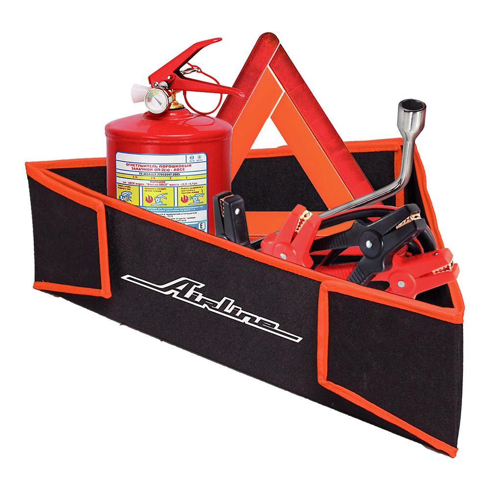 Органайзер угловой в багажник, складной 40*40*58*14 см (11л), черный/оранжевый AirLine AO-SB-22